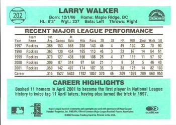 2002 Donruss Originals #202 Larry Walker Back