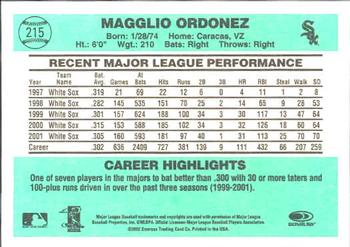 2002 Donruss Originals #215 Magglio Ordonez Back
