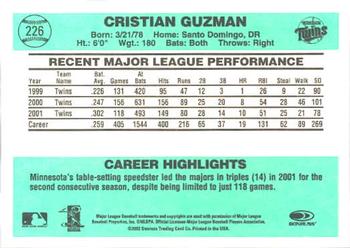 2002 Donruss Originals #226 Cristian Guzman Back