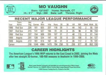2002 Donruss Originals #227 Mo Vaughn Back