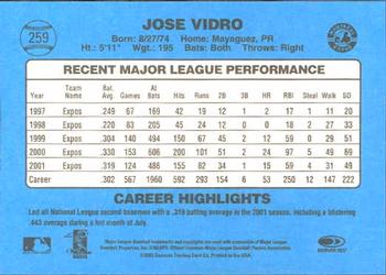 2002 Donruss Originals #259 Jose Vidro Back