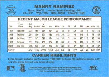 2002 Donruss Originals #265 Manny Ramirez Back
