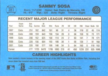 2002 Donruss Originals #281 Sammy Sosa Back