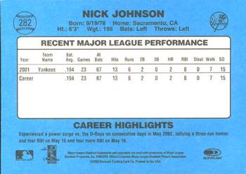 2002 Donruss Originals #282 Nick Johnson Back