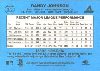 2002 Donruss Originals #375 Randy Johnson Back