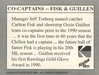 1991 Kodak Chicago White Sox #NNO 1991 Co-Captains (Carlton Fisk / Ozzie Guillen) Back