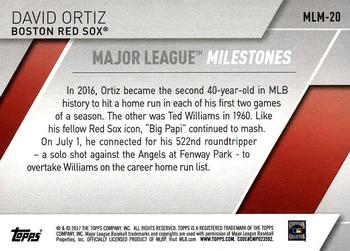 2017 Topps - Major League Milestones #MLM-20 David Ortiz Back