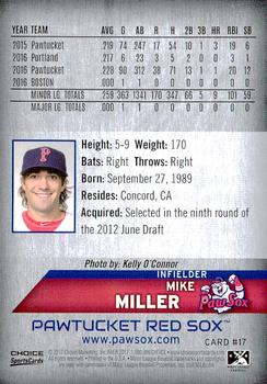 2017 Choice Pawtucket Red Sox #17 Mike Miller Back