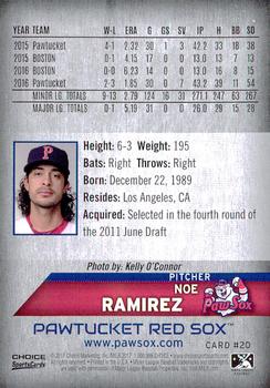 2017 Choice Pawtucket Red Sox #20 Noe Ramirez Back