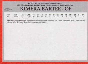 1994 Baltimore Orioles Program Cards #NNO Kimera Bartee Back