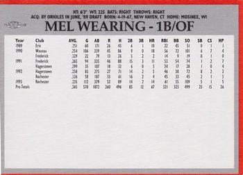1994 Baltimore Orioles Program Cards #NNO Mel Wearing Back
