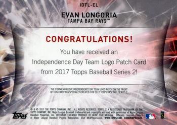 2017 Topps - Independence Day Commemorative Team Logo Patch Gold #IDTL-EL Evan Longoria Back