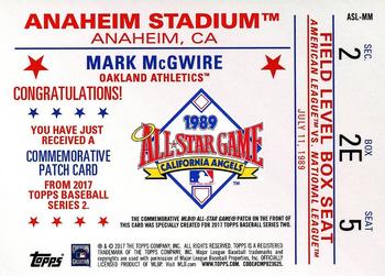 2017 Topps - MLB All-Star Game Commemorative Logo Patch #ASL-MM Mark McGwire Back