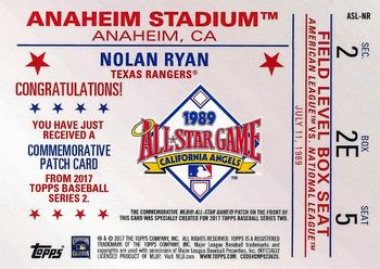 2017 Topps - MLB All-Star Game Commemorative Logo Patch #ASL-NR Nolan Ryan Back