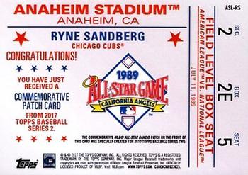 2017 Topps - MLB All-Star Game Commemorative Logo Patch #ASL-RS Ryne Sandberg Back