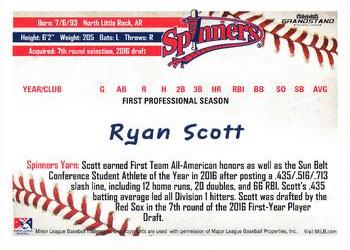 2016 Grandstand Lowell Spinners #NNO Ryan Scott Back