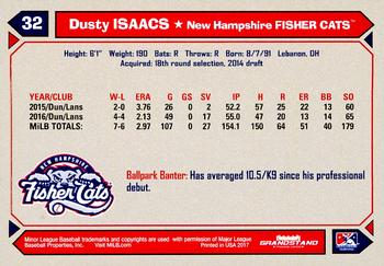 2017 Grandstand New Hampshire Fisher Cats #NNO Dusty Isaacs Back