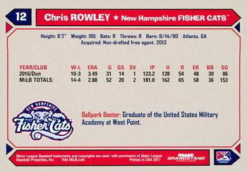 2017 Grandstand New Hampshire Fisher Cats #NNO Chris Rowley Back
