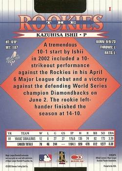 2002 Donruss The Rookies #1 Kazuhisa Ishii Back