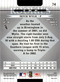 2002 Donruss The Rookies #74 Mitch Wylie Back