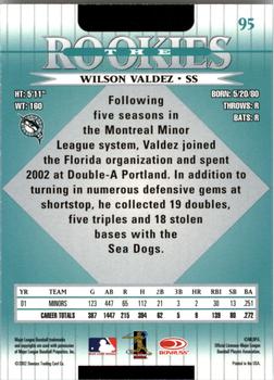 2002 Donruss The Rookies #95 Wilson Valdez Back