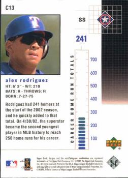 2003 Upper Deck - The Chase for 755 #C13 Alex Rodriguez Back