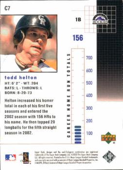 2003 Upper Deck - The Chase for 755 #C7 Todd Helton Back