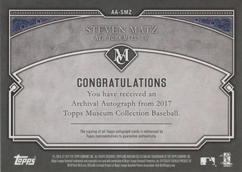 2017 Topps Museum Collection - Archival Autographs Copper #AA-SMZ Steven Matz Back