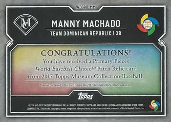 2017 Topps Museum Collection - Primary Pieces World Baseball Classic Patch Gold #WBCPR-MM Manny Machado Back