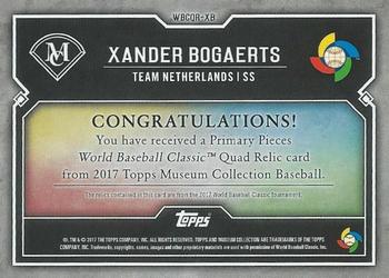 2017 Topps Museum Collection - Primary Pieces WBC Quad Relics (Single-Player) #WBCQR-XB Xander Bogaerts Back