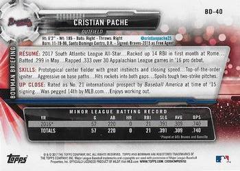 2017 Bowman Draft #BD-40 Cristian Pache Back
