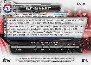2017 Bowman Draft #BD-121 Matthew Whatley Back