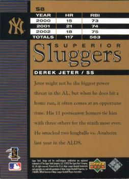 2003 Upper Deck - Superior Sluggers #S8 Derek Jeter Back