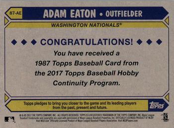 2017 Topps - 1987 Topps Baseball 30th Anniversary Chrome Silver Pack (Series Two) #87-AE Adam Eaton Back