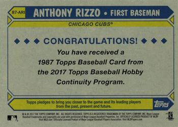 2017 Topps - 1987 Topps Baseball 30th Anniversary Chrome Silver Pack (Series Two) #87-ARI Anthony Rizzo Back