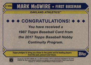 2017 Topps - 1987 Topps Baseball 30th Anniversary Chrome Silver Pack (Series Two) #87-MMG Mark McGwire Back