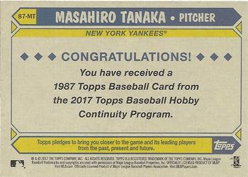 2017 Topps - 1987 Topps Baseball 30th Anniversary Chrome Silver Pack (Series Two) #87-MT Masahiro Tanaka Back