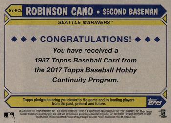 2017 Topps - 1987 Topps Baseball 30th Anniversary Chrome Silver Pack (Series Two) #87-RCA Robinson Cano Back