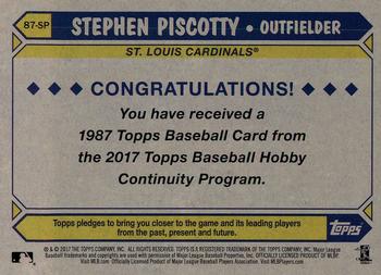 2017 Topps - 1987 Topps Baseball 30th Anniversary Chrome Silver Pack (Series Two) #87-SP Stephen Piscotty Back