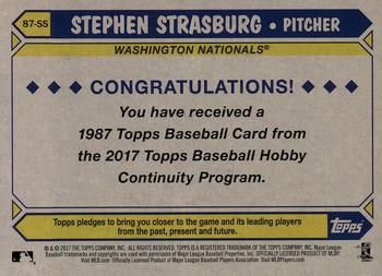 2017 Topps - 1987 Topps Baseball 30th Anniversary Chrome Silver Pack (Series Two) #87-SS Stephen Strasburg Back