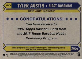 2017 Topps - 1987 Topps Baseball 30th Anniversary Chrome Silver Pack (Series Two) #87-TA Tyler Austin Back