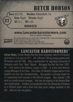 2015 Choice Lancaster Barnstormers #27 Butch Hobson Back