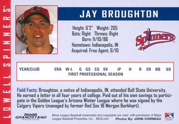 2010 Grandstand Lowell Spinners #NNO Jay Broughton Back