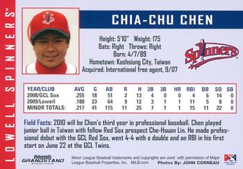 2010 Grandstand Lowell Spinners #NNO Chia-Chu Chen Back