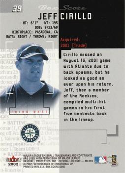 2002 Fleer Box Score #39 Jeff Cirillo Back