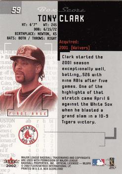 2002 Fleer Box Score #59 Tony Clark Back