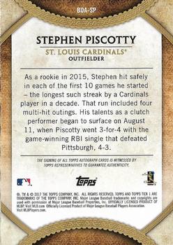 2017 Topps Tier One - Break Out Autographs #BOA-SP Stephen Piscotty Back