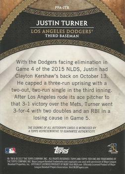 2017 Topps Tier One - Prime Performers Autographs #PPA-JTR Justin Turner Back