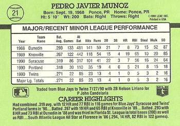 1991 Donruss The Rookies #21 Pedro Munoz Back