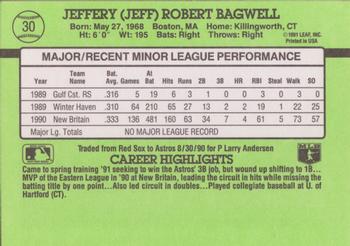 1991 Donruss The Rookies #30 Jeff Bagwell Back